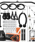 Dual Weight Pulley System Kit For Home Gym Cable Pulley Attachments with ropes, cables, pulleys, and handles for diverse workouts.