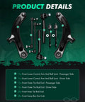 Beef Up Your Nissan Cube And Versa With This 8 Piece Front End Suspension Kit Including Front Lower Control Arm Ball Joints Tie Rod Ends And Sway Bar End Links, black steel parts laid out