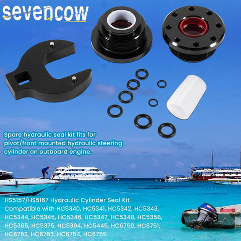 Hydraulic Steering Cylinder Seal Kit With Pin Wrench For Seastar Front Mount Marine Steering Systems HC5340 HC5341 HC5348