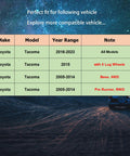 Heavy Duty 2 Piece Front Sway Bar Link Kit For Toyota Tacoma 2005 Through 2023 With K80946 K80948 Tough Stabilizer Links Be Beefy Replacement For 4WD And 2WD Models fitment chart
