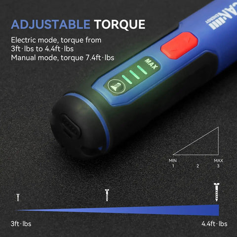 Close-up of adjustable torque settings on 4V Cordless Electric Screwdriver With LED Light 2000mAh USB Rechargeable Battery.