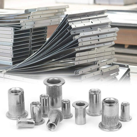 Heavy Duty Stainless Steel Rivet Nut Insert Kit M3 M4 M5 M6 Mixed Nuts For Metal Fabrication Automotive And Furniture Assembly Pro Grade 200 Piece Hardware Fastener Set No Welding Required