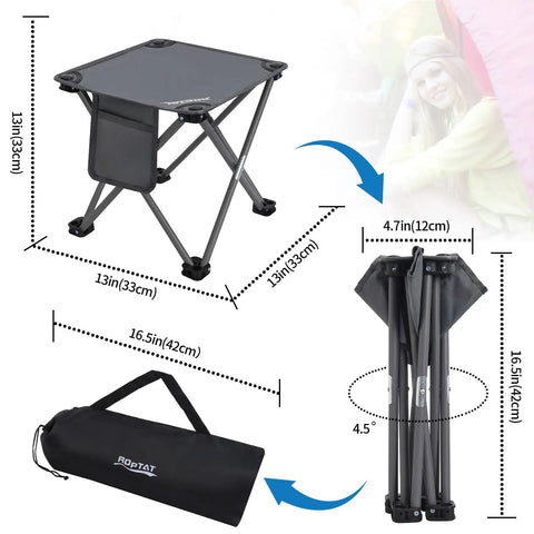 Diagram of Lightweight Camping Stool Portable Folding Seat For Camping Hiking Fishing Beach Picnics And Travel With Carry Bag Grey.