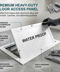 Slick White Attic Access Panel Door For Drywall Featuring Smooth Pull Open Design And Hella Sturdy Aluminum Frame Build Hidden Inspection Hatch Cover For Plumbing Vent Systems 20X29 Inch with waterproof features.