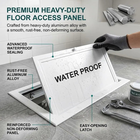 Slick White Attic Access Panel Door For Drywall Featuring Smooth Pull Open Design And Hella Sturdy Aluminum Frame Build Hidden Inspection Hatch Cover For Plumbing Vent Systems 20X29 Inch with waterproof features.