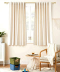 Gold Curtain Rod 28 To 48 Inch Adjustable Splice Rod With Two Brackets in a living room setup with beige curtains