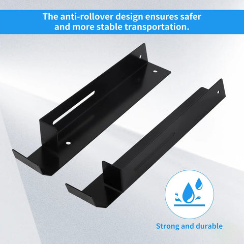 Black steel Beefy Floor Jack Mount Organizer For Trailers And Trucks That Keeps Your Hydraulic Floor Jack Locked In No Slip Easy Install Rack For Enclosed Race Trailer Trolley Jack Holder Heavy Duty Trailer Accessory