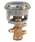 2 Way Water Regulating Valve With Flange, 1/2 Inch OD SAE 45 Flare, No Solder Copper Tubing, Easy Maintenance And Removal, Non Adjustable Ring Pack, Rated 400 PSI Static Pressure, brass valve body