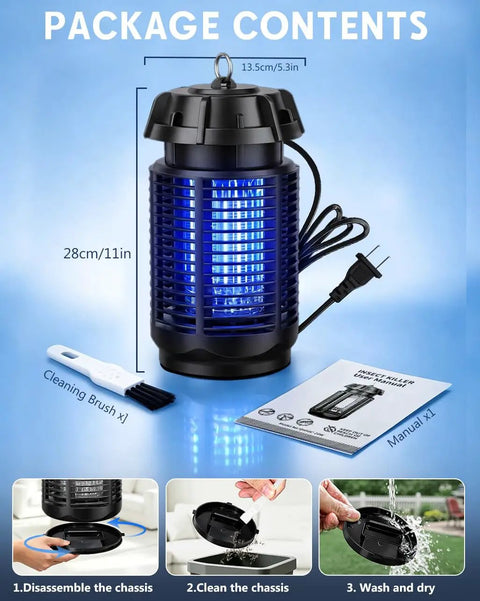 All Season Bug Zapper For Indoor And Outdoor Use With 4200V Electric Grid Waterproof Mosquito Killer 365nm UV Light 20W Power One Button Easy Operation For Home Patio Yard Camping