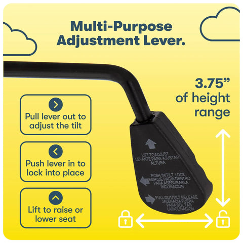 Multi-purpose adjustment lever of Garret Executive Office Chair with ergonomic features; 3.75-inch height range