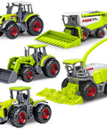 Five Pack Diecast Farm Tractor Toy Set with combine harvester and digger loader, 1/64 scale, for ages 3-8 indoor outdoor play