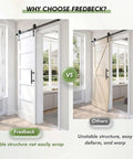 Comparison of 24x84 Inch White Barn Door With 4 Foot Sliding Hardware Kit And Handle Included MDF Solid PVC Surface and another door