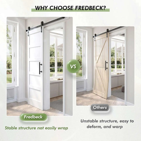 Comparison of 24x84 Inch White Barn Door With 4 Foot Sliding Hardware Kit And Handle Included MDF Solid PVC Surface and another door