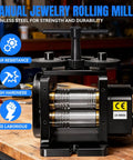 Manual Jewelry Rolling Mill Machine With 90mm Flat Rollers And 4 To 1 Gear Ratio For DIY Jewelry Making And Metalworking