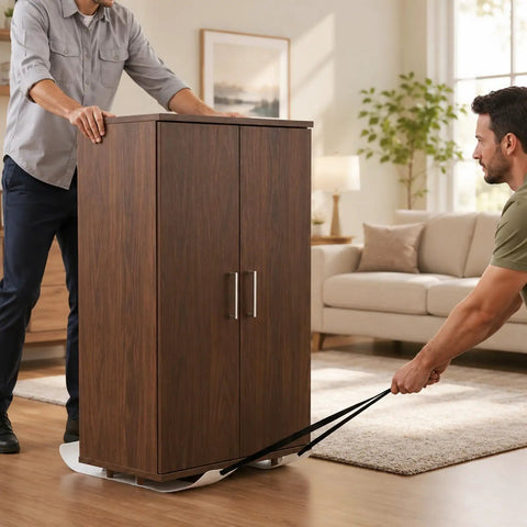 2 Pack 8 By 48 Inch Appliance Sliders Foldable Plastic Glides With Pull Strap for moving cabinet on hardwood floor