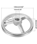125mm Rotary Handwheel Two Pack Beefy Cast Iron Chrome Plated With Handle for Milling Machines and Lathes, Heavy Duty