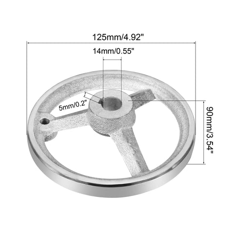 125mm Rotary Handwheel Two Pack Beefy Cast Iron Chrome Plated With Handle for Milling Machines and Lathes, Heavy Duty