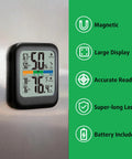 Room Thermometer And Hygrometer Real Time Temperature And Humidity Monitor With Fast Five Second Refresh High Accuracy Digital Meter With 24 Hour Max Min Data Ideal For Humidifiers And Air Conditioning Control. Magnetic digital room thermometer and hygrometer on wall