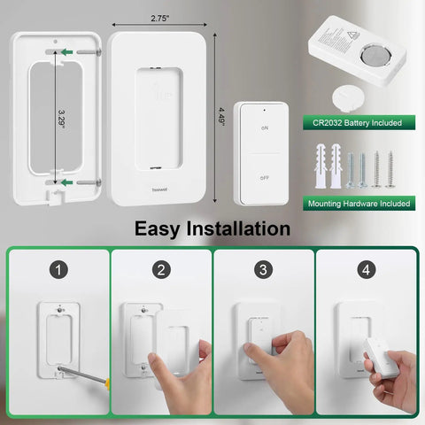 Remote Control Light Socket With 200ft Range Turns Lights On From Across The Room No Wiring Needed Easy Plug And Play Wireless Wall Mount Switch installation guide