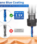 Two Pack Up Down Spiral Router Bits With One Quarter Inch Shank And One Quarter Inch Cutting Diameter Nano Blue Coated Solid Carbide CNC End Mills for Wood Carving and Milling