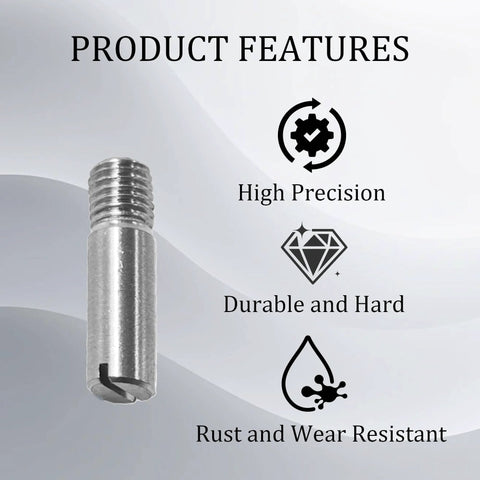 Product image showing 12Pcs M5 X 20mm Slotted Cylindrical Pin, 304 Stainless Steel External Thread Dowel Pin with features