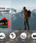 Isobutane Camping Stove Fuel Canister 230 Gram Butane Propane Blend Lightweight Gas Canister for Backpacking, mountain view