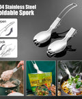Collapsible Silicone Cup And Bowl Set For Camping Portable Ultralight Mess Kit with foldable stainless steel spork details