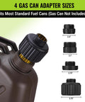 Boss Built Electric Fuel Transfer Pump With Auto Stop Sensor Plus Buzzer Sound And 3.8 Gpm Output For Zero Drip Gas Transfers and Garage Ready Workflows with gas can adapter sizes shown.
