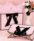 Medium Gift Bag With Handles For Every Occasion, 12.6x9.8x4.3 Inches Black Pink Gift Bag Includes Two Tissue Papers And One Card.