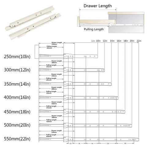 Top Notch White Steel Roller Drawer Slides One Pair Bottom Mount Heavy Duty Cabinet Runners With Slick Rollout Action Built Tough For Dresser Keyboard Shelf And Garage Workbench Assembly In Various Lengths