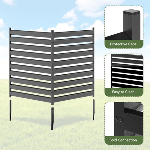 Outdoor Louvered AC Fence Screen Two Panels Privacy Screen For Hiding Air Conditioner Unit And Trash Cans Heavy Duty Rust Resistant