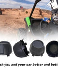 Hub Center Caps For Teryx KRX 1000 UTV Black Dust Finish 4 Pack Replacement 11065-1341 shown with off-road vehicle
