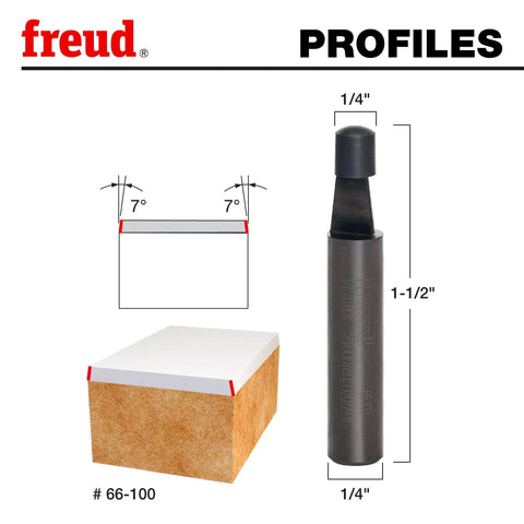 Bevel Trim Router Bit For Plastic Laminates With 7 Degree Bevel Edge One Quarter Inch Shank Solid Carbide TiCo Grind Black ICE Coating