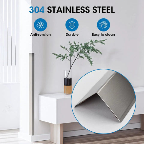 Slick And Tough As Nails 304 Stainless Steel Wall Corner Guards 2X2X48 Inch Metal Angle Protectors showcasing anti-scratch durability.