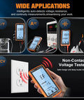 Beast Mode Rechargeable Digital Multimeter Tester With Auto Range TRMS 6000 Counts For AC DC Voltage And Current Temperature Resistance Capacitance Frequency Duty Cycle Continuity Diodes And Non Contact Voltage NCV Tester For Home Tech Projects showing NCV test
