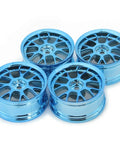 Neebrc 1.9 Inch Hard Hex Hub Wheel Rims For RC Cars 1/10 1/12 1/14 4 pack blue rims displayed in a set with high concentricity