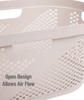Close-up of a 40 Liter Ventilated Laundry Baskets Set Of 2 Lightweight Clothes Hamper with cutout handles and perforated sides for airflow.