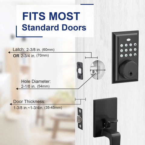Keyless Front Door Lock Set With Rectangle Keypad Deadbolt And Brushed Nickel Handle For Easy Front Door Entry No More Keys When Your Hands Are Full Smart Lock System Silver Finish