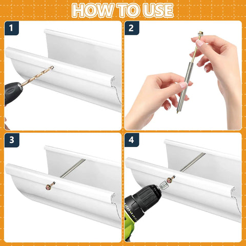 Step-by-step guide using Durable Steel Gutter Screws Kit With 7 Inch Screws And Hex Socket For Roof Repair And Gutter Maintenance, 49 Pieces.
