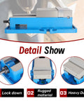 Detail view of 4 Inch Lock Down Milling Vise Workhorse For Drill Press And Milling Machine with 100 mm jaw width and rugged material