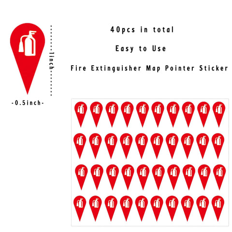 Fire Extinguisher Location Marker Labels Half Inch By One Inch Red Self Adhesive Stickers, Evacuation Map And Floor Plan Markers, Easy To Use, 40 Pcs