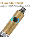 Air Flow Adjustment feature of Badass Air Die Grinder With Extended Long Shaft For Tight Squeeze Tasks, Dual Collets, 22000 RPM.