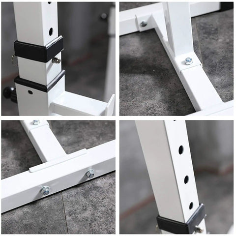 Adjustable Barbell Rack For Home Gym, Multi Function Squat Stand And Bench Press Station with durable steel construction details