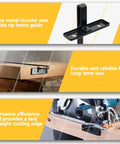 Heavy Duty Metal Rip Fence Guides For Circular Saws Fits Like A Dream For Dead Nailed Straight Cuts Premium Steel Rail Jig close-up on mounted guide