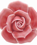 Front view of Two Pack Ceramic Vintage Floral Rose Drawer Knobs For Dresser Closet Kitchen Cupboard Includes Screws Pink Shiny Polished