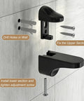 Heavy Duty Adjustable Floating Shelf Brackets With Glass Clamps And Cabinet Partitions Panels Mount Kit Wall Mounted Shelves Hardware Set in black with screws and wall anchors