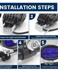 Step-by-step installation of 2 Pack Adjustable Motorcycle Spotlight Mounting Brackets for Off Road Bikes and Scooters, easy install guide