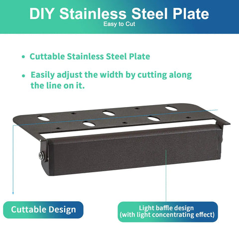 Stainless steel plate for adjustable 12 Pack 3W 7 Inch LED Hardscape Paver Lighting Kit For Low Voltage Outdoor Steps And Retaining Walls 2700K Soft White Easy Install Durable Weatherproof 50 000 Hours Lifespan 12V AC DC