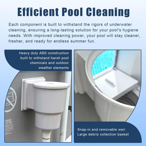SP1091LX Above Ground Pool Skimmer Replacement Kit Dyna-Skim showing heavy-duty ABS construction and debris basket, Hayward compatible.