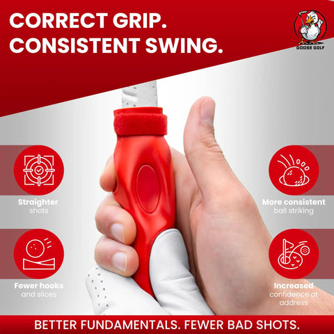 Grip Trainer For Golf Pro Designed Training Aid For Correct Hand Position And Consistent Practice with red grip